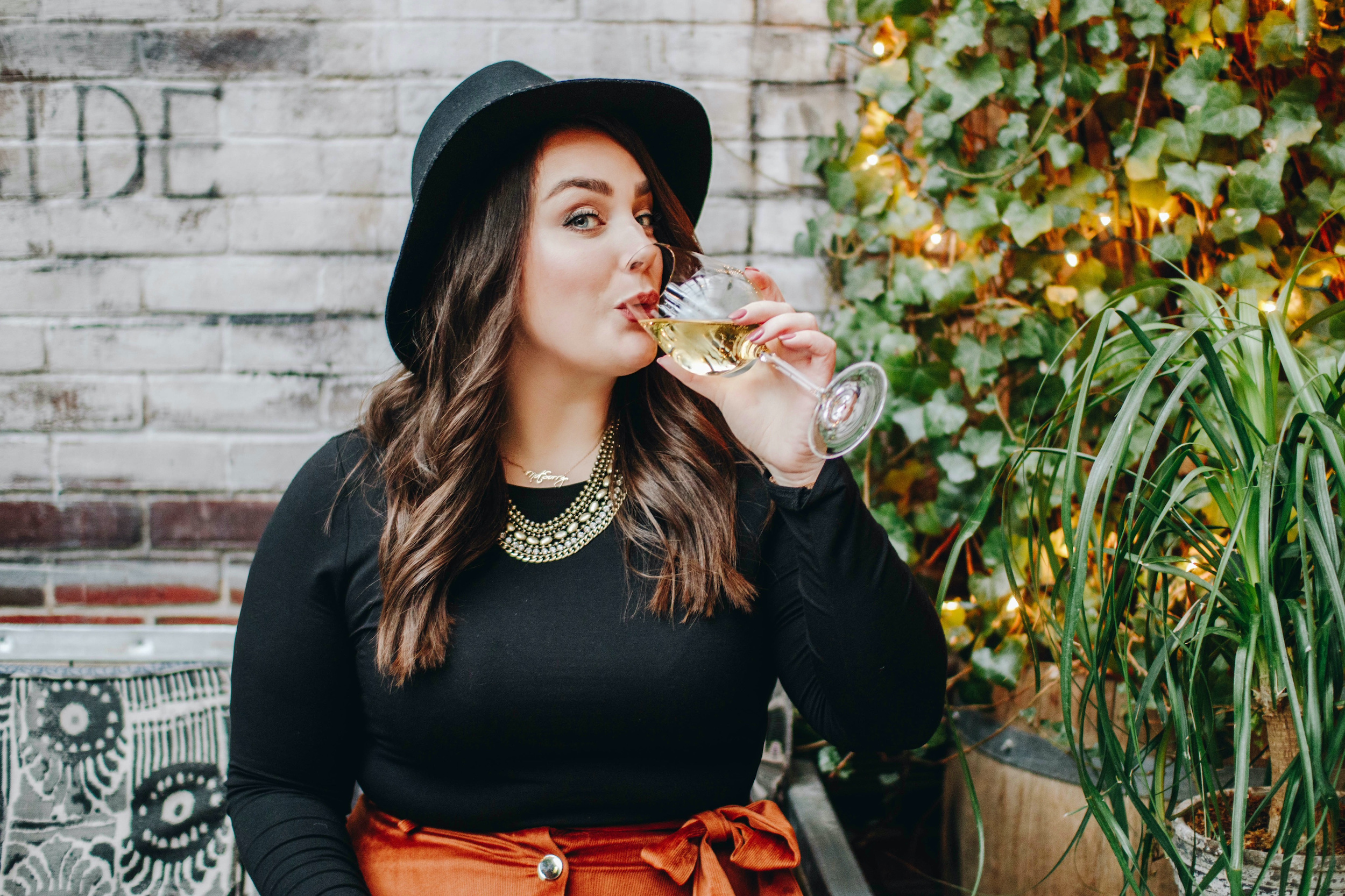 woman drinking champagne